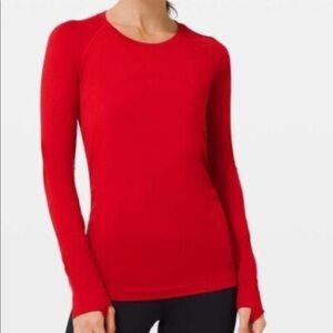 Red lululemon Swiftly Tech Long Sleeve